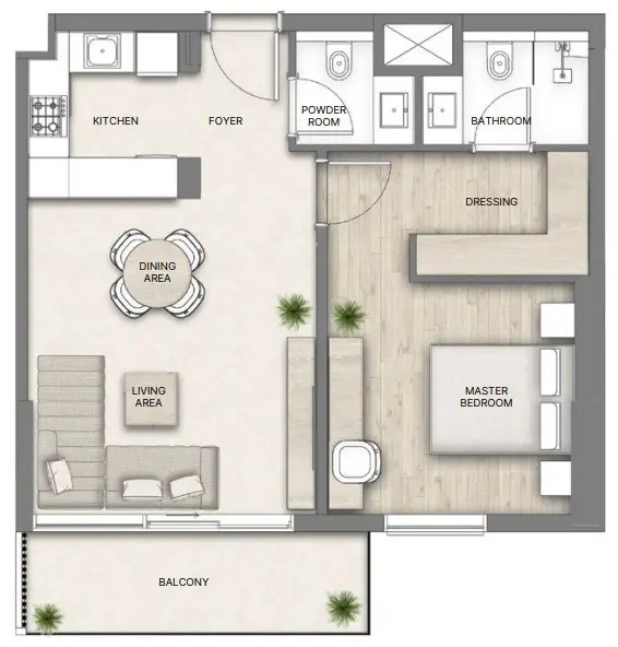 1 BR #Nakheel-B-0804