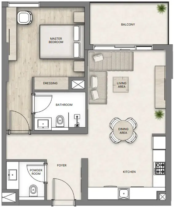 1 BR #Nakheel-B-0203