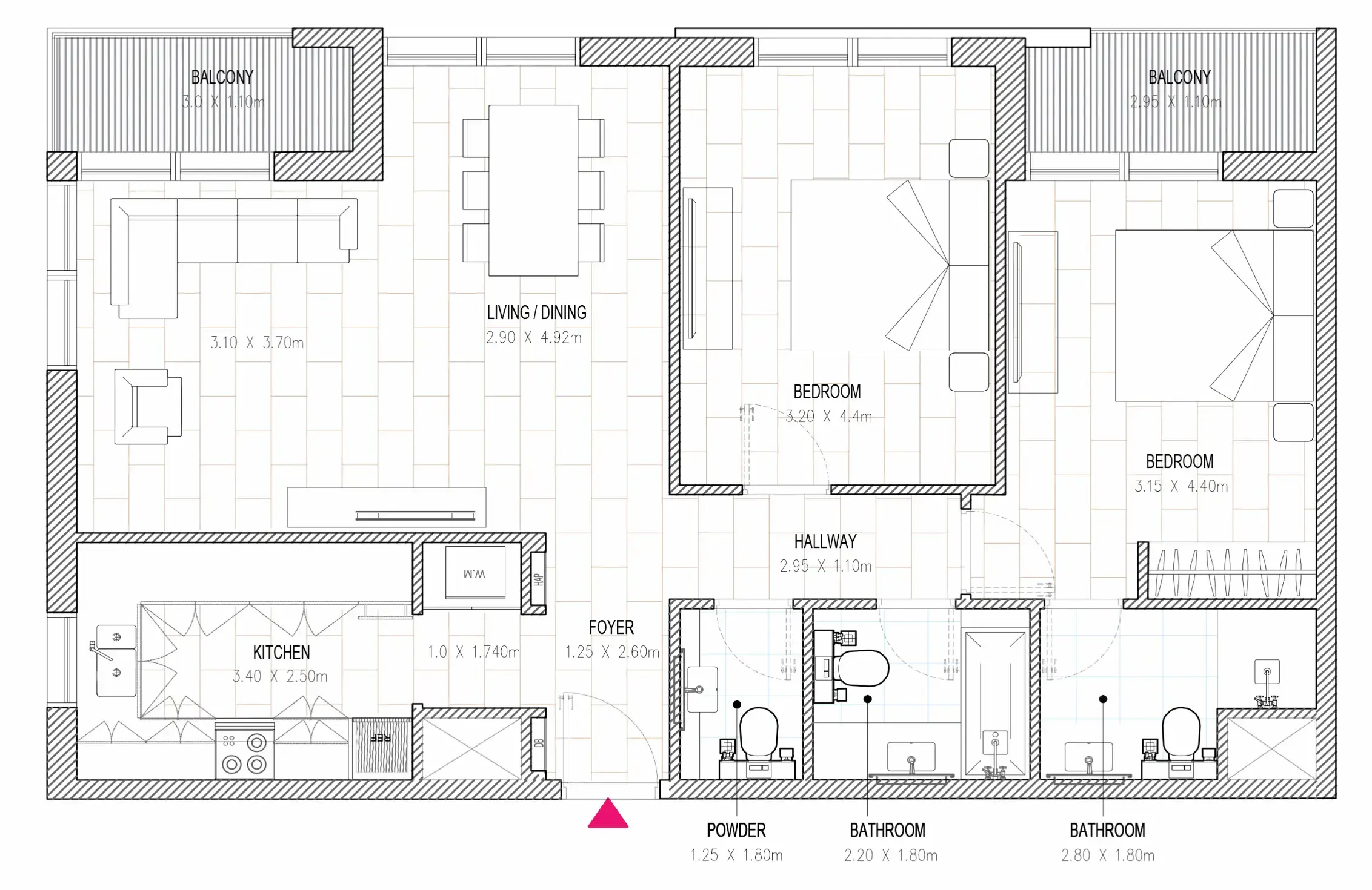 2 BR #HAMSA 3 -  2BR  -  UG10