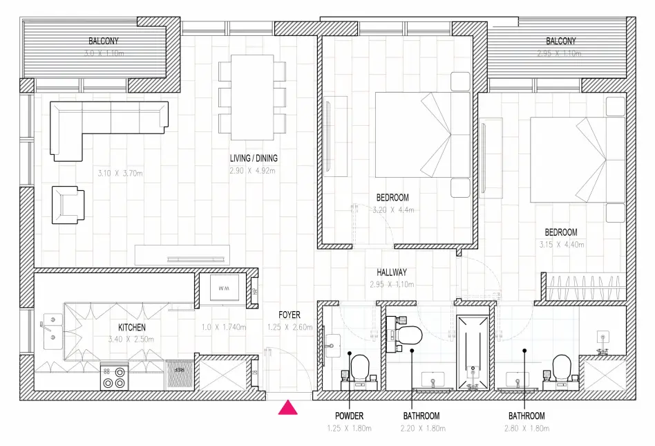 2 BR #HAMSA 1- 2BR - 208