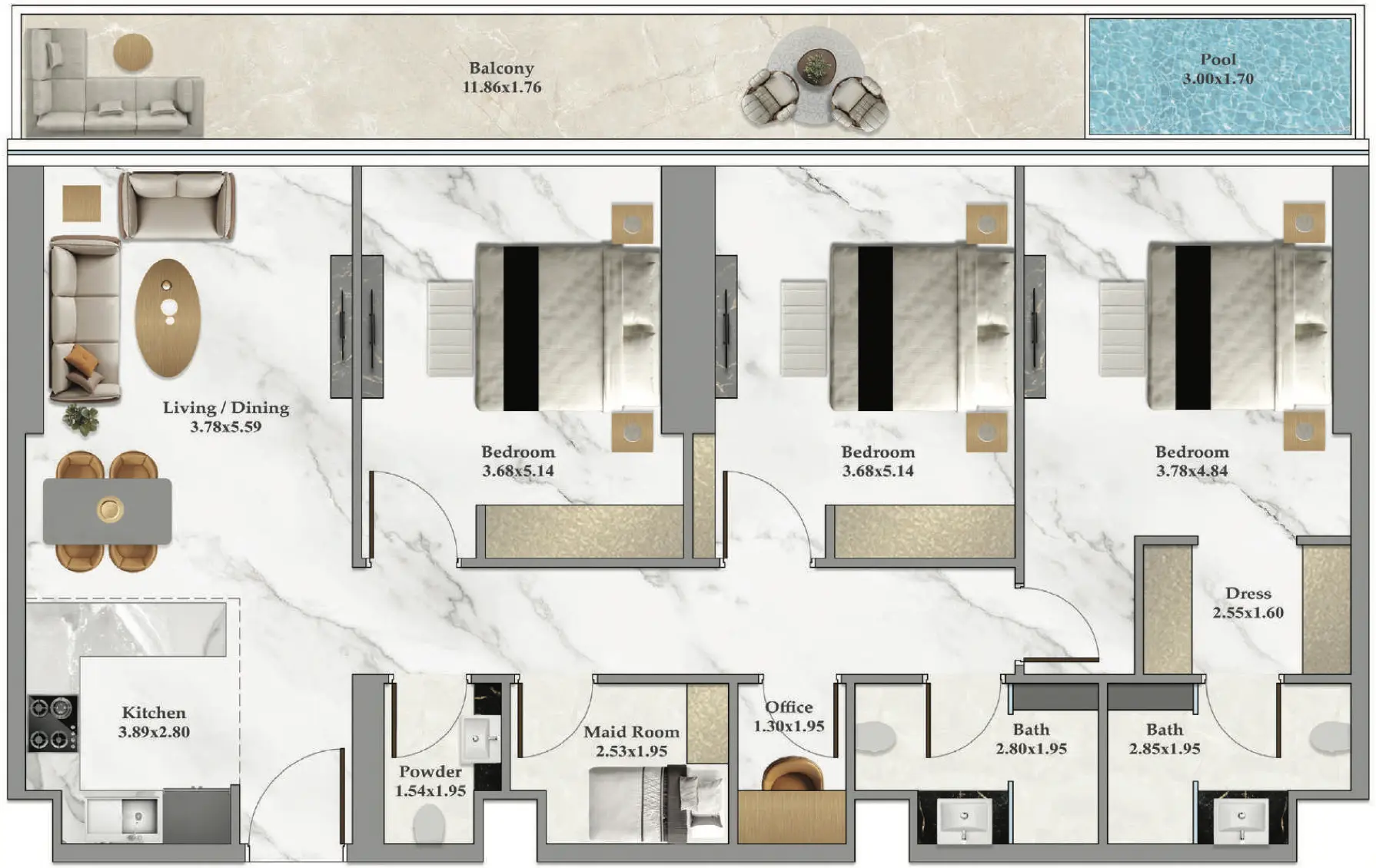 3 BR #B102Z-F71-7105