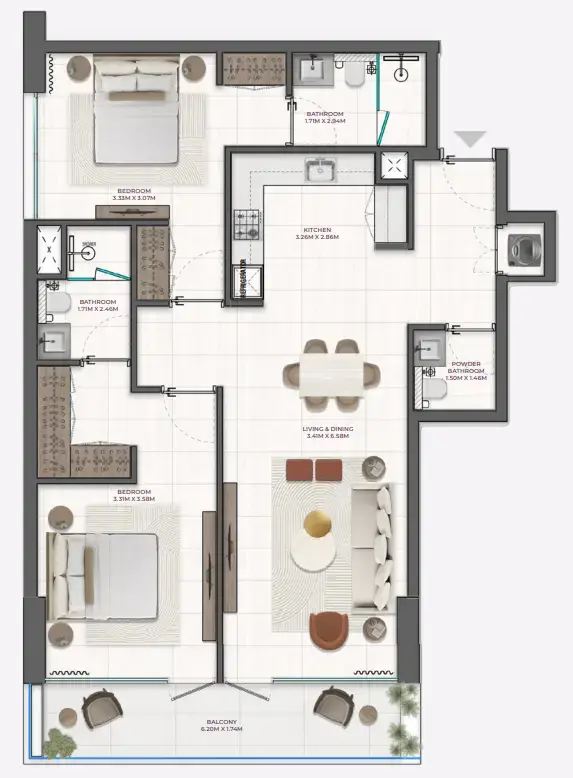2 BR #Derby Heights - 4 - 409