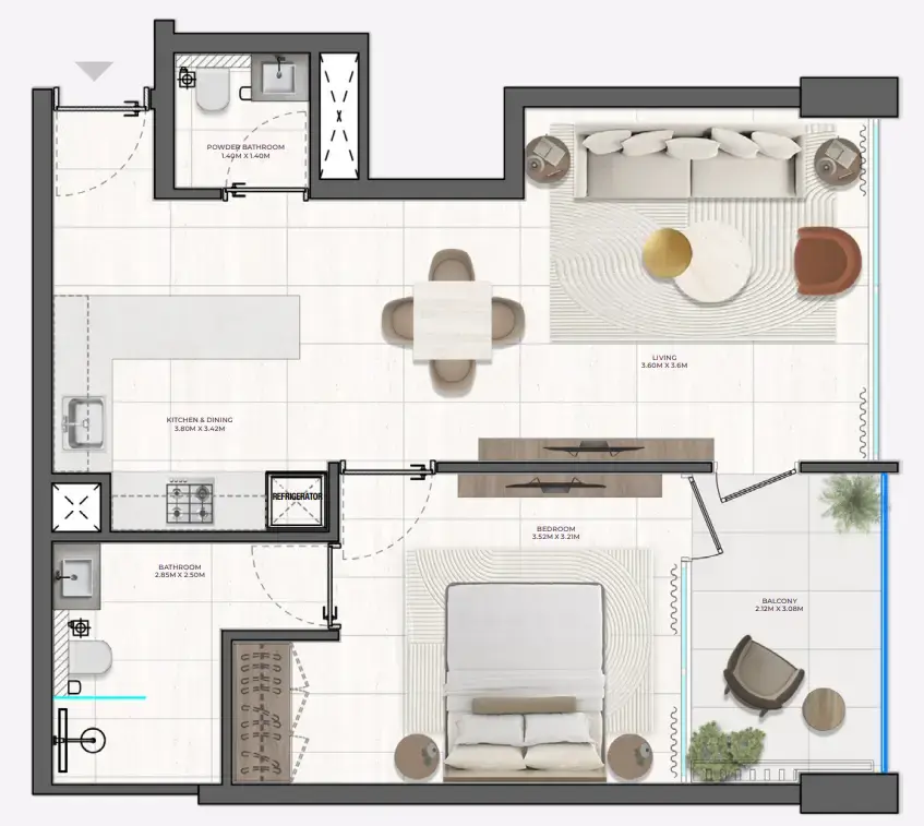 1 BR #Derby Heights - 3 - 306