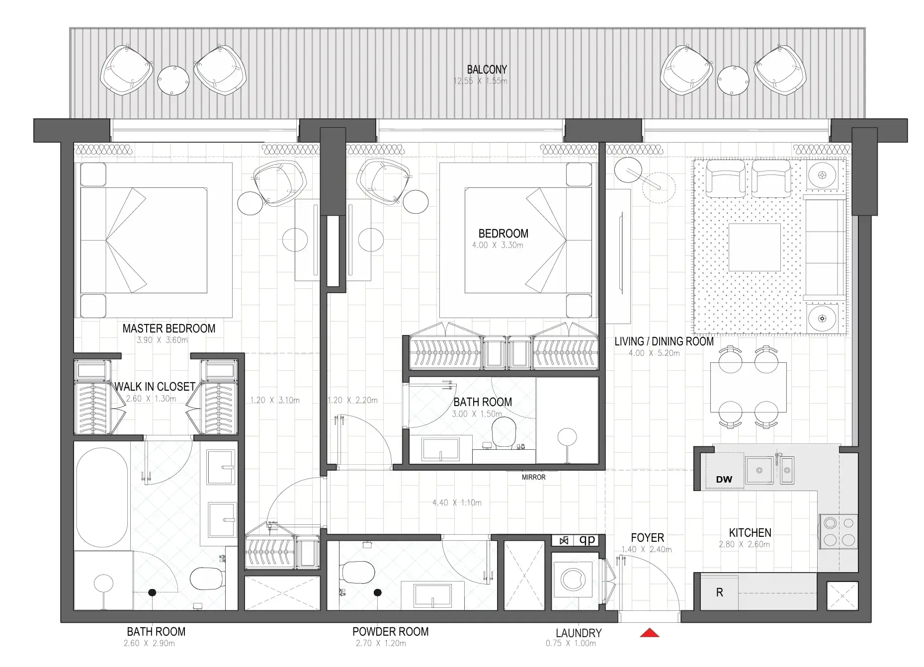 2 BR #PALACE B - 2BR -  B110